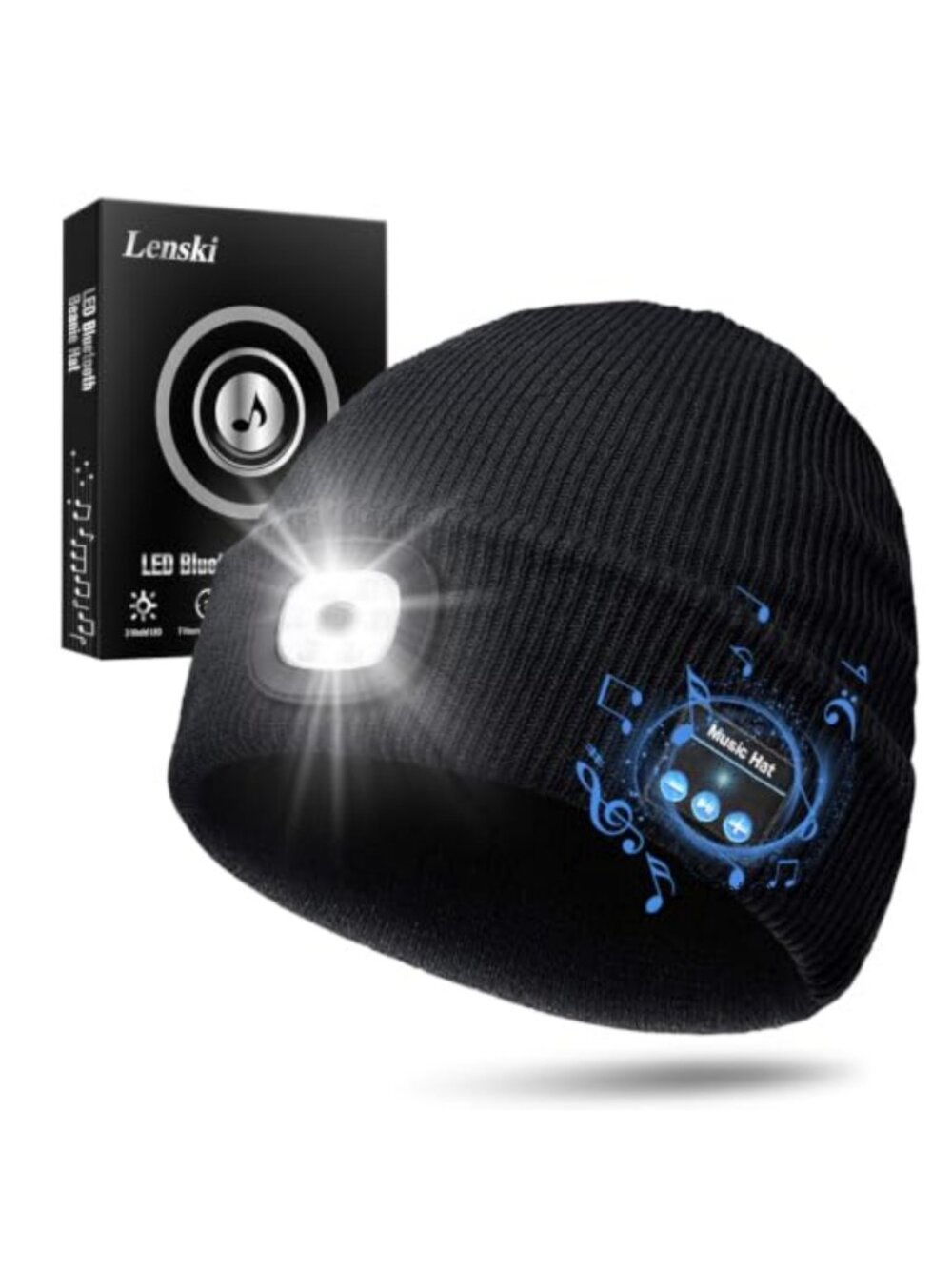 Bluetooth Beanie Hat with Speakers for Men Warm Acrylic Winter Hat